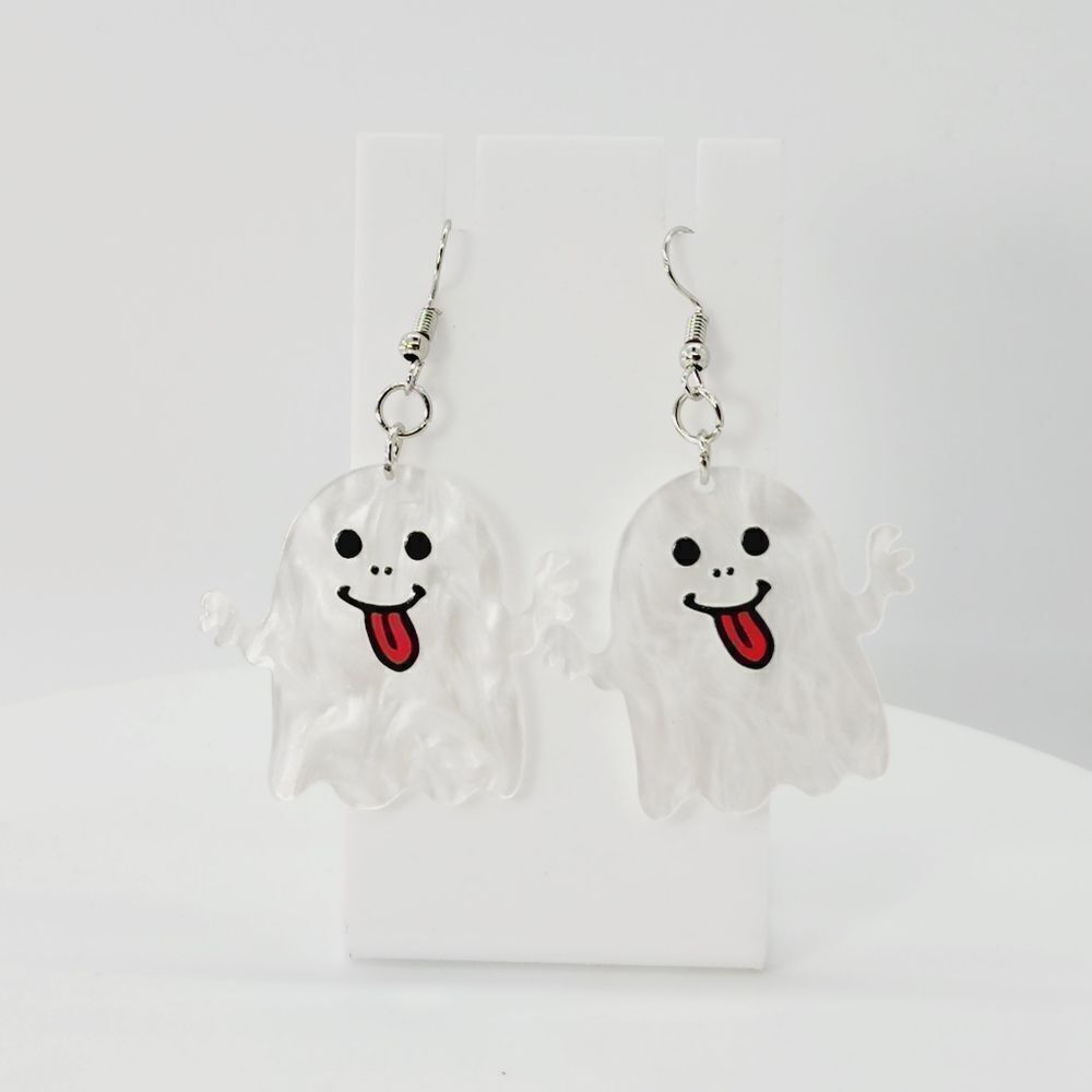 Silly Fashion Ghost Candy Woman Dangle Earrings Acrylic Goth Gothic Drop